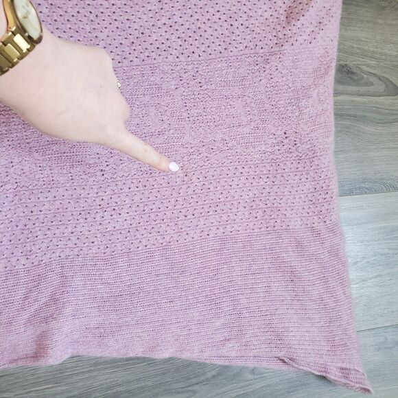 Zadig & Voltaire Cashmere Wrap Scarf Shawl Purple Pointelle Knit - Picture 5 of 11